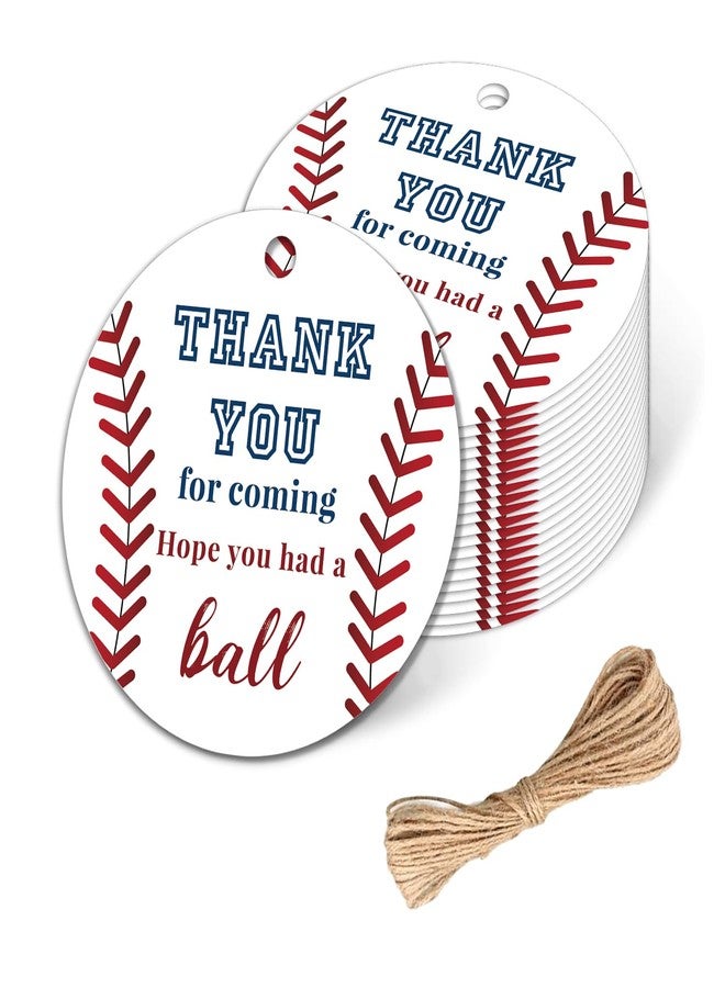 TQQBUU 50pcs Baseball Gift Tag with String - Perfect for Baseball Party Favors and Baby Shower Decorations(2"*2") - Image 1
