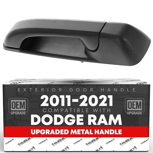 T1A Exterior Rear Driver Door Handle Upgraded Metal Compatible with 20112021 Dodge Ram 1500 Ram 2500 Ram 3500 Ram 4500 Ram 5500 Textured Black OEM 55112385ACMT 82056 - Image 1