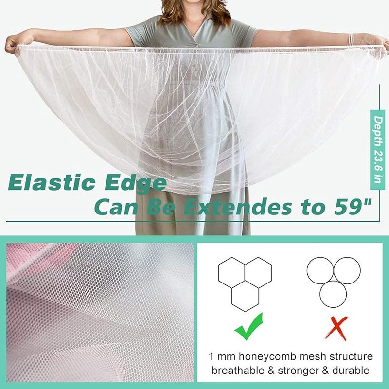 2 Pack Durable Baby Stroller Mosquito Net - Pink, 27x29 Inch - Image 2