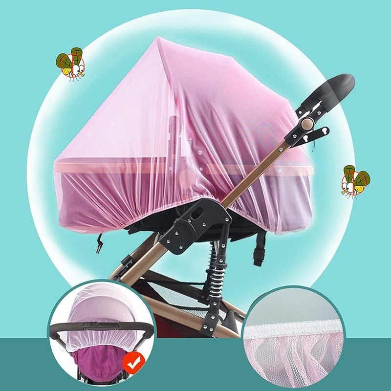 2 Pack Durable Baby Stroller Mosquito Net - Pink, 27x29 Inch - Image 4