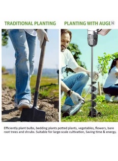 MLADEN Earth Planter Spiral Auger Drill Bit Post Hole Digger Power Garden Earth Auger Kit,Cold-rolled Steel Spiral Drill Bit Tool Set for Metal,Flower Planting Hole Digger Ground Auger Yard Gardening Planting Tools,18Inches  - Image 4