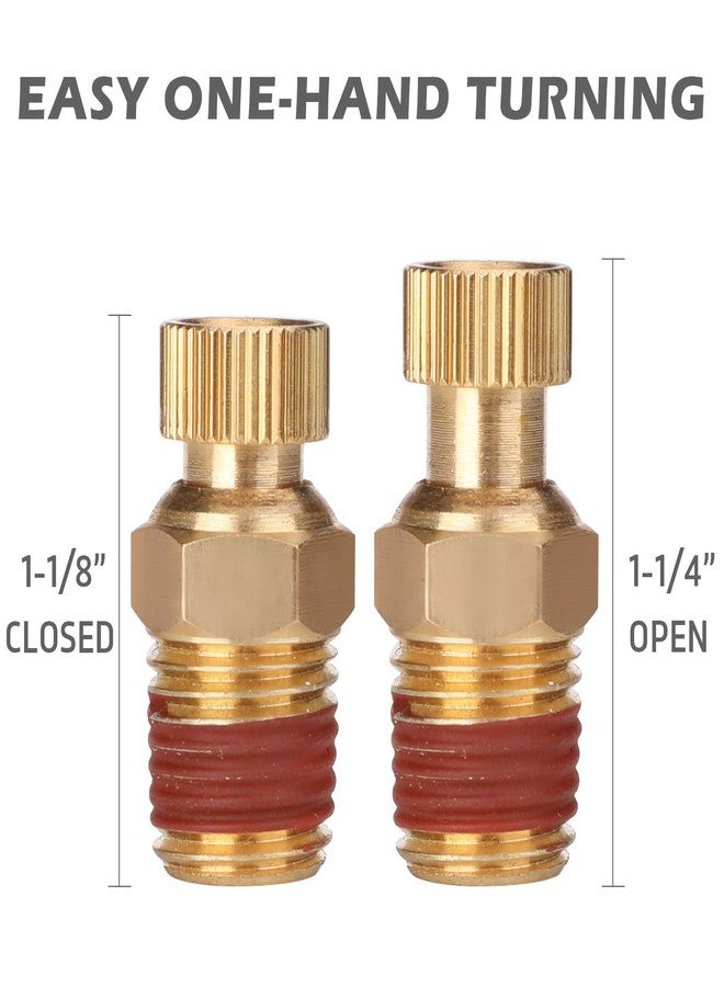 Hromee 5 Piece 1/4 Inch Compressor Air Tank Port Fittings Drain Valve Kit with Solid Brass Hex Head Plugs Winged Style and Twist Style Petcock 140 PSI Safety Valve - Image 3