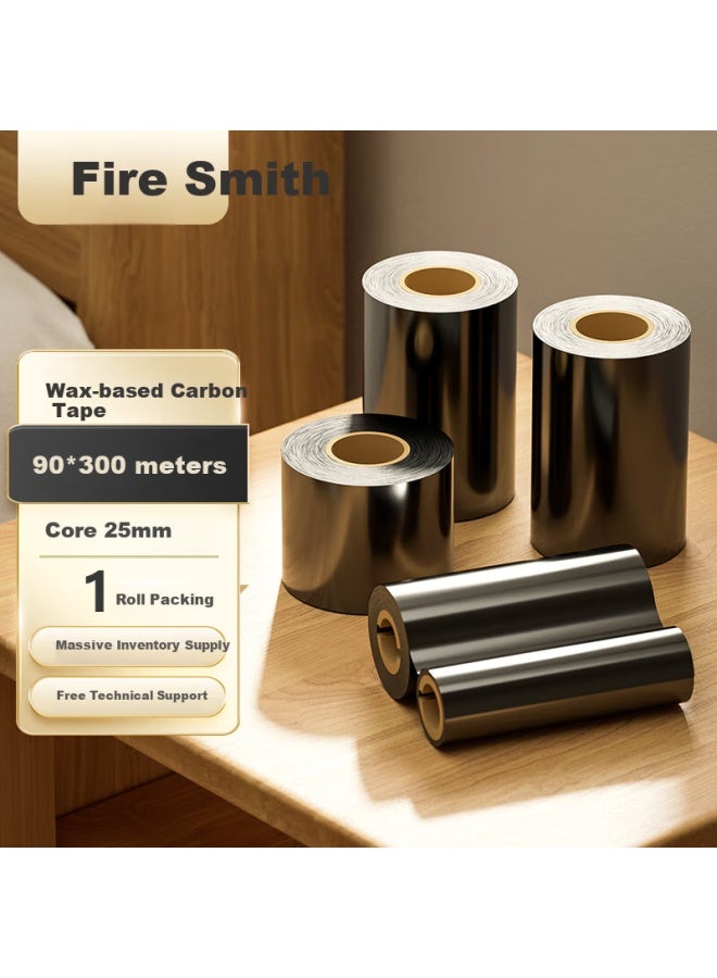 Blacksmith Huojiang Wax-based Carbon Ribbon Mixed Base Full Resin Ribbon Thermal Transfer Barcode Printer Label Maker Universal Carbon Ribbon Wax-based 90mm*300m - Image 1