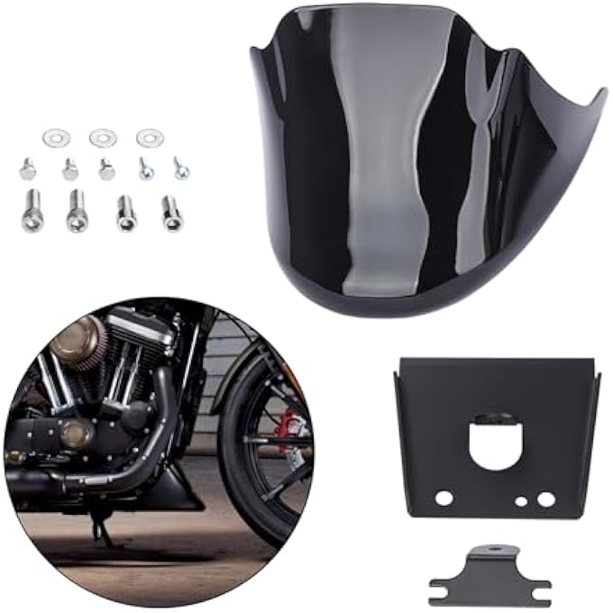 Aferrizu Motorcycle Front Spoiler Chin Fairing Lower Cowl Cover Compatible with Harley Sportster Iron XL 883 XL1200 2004-2014Glossy Black - Image 1