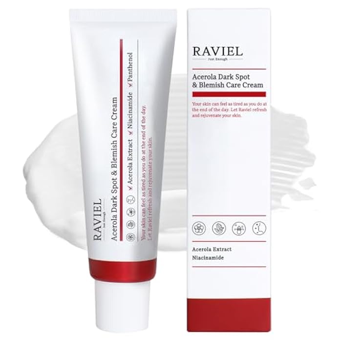 RAVIEL Acerola & Snail Mucin Dark Spot Care Cream for All Skin Types 1.7 fl oz, Dark Spot Corrector & Blemish Remover, Daily Skin Moisturizing Cream, Anti wrinkle, Anti aging - Image 1