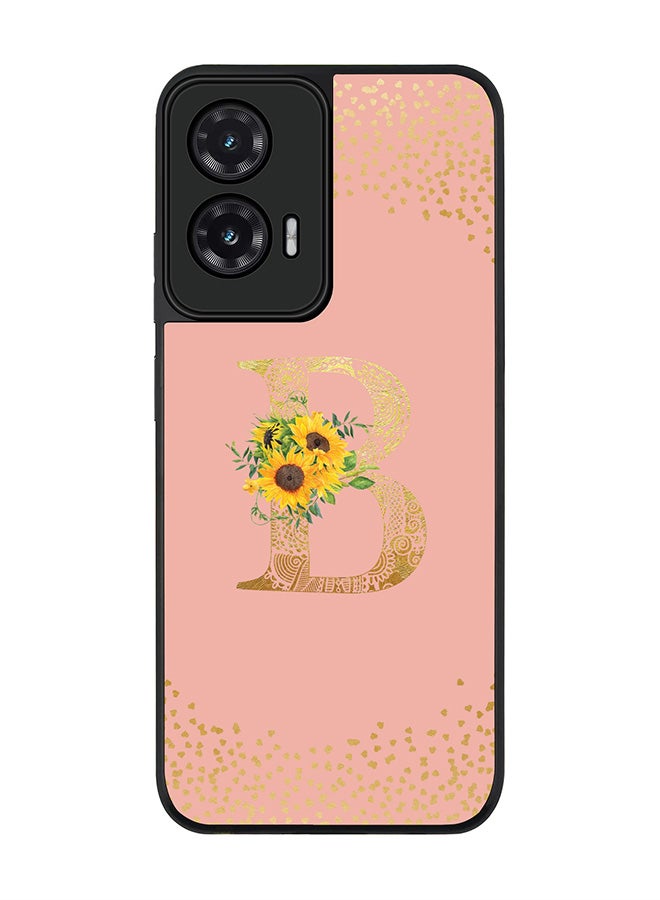 For Motorola Moto G35 Case,Slim fit Camera Protection, Shockproof Thin Phone cover  - Custom Floral Monogram - B  (Rose Pink )