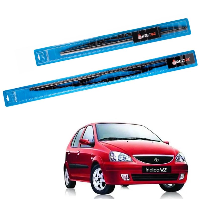 Wheelyfine Car Wiper Blades | Metal Frame | Water Repellent Windshield Wipers | Blade Refills (Tata Indica V2 (2008-2018) Dr 24"/Pa 17") - Image 2
