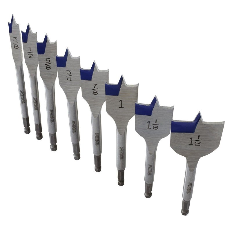 IRWIN Tools SPEEDBOR Blue Groove Pro Spade Bit Set with Case, 8-Piece (341008) - Image 2