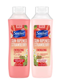 Suave Suave Shampoo & Conditioner Set, Sun-Ripened Strawberry – Everyday Energizing Formulas with Strawberry Extract & Vitamin E, 22.5 Oz Ea (2 Piece Set)  - Image 1