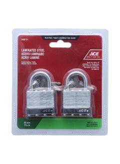 ACE 2-Piece Laminated Durable Steel Padlock Silver and Black 40 mm 5660154 
