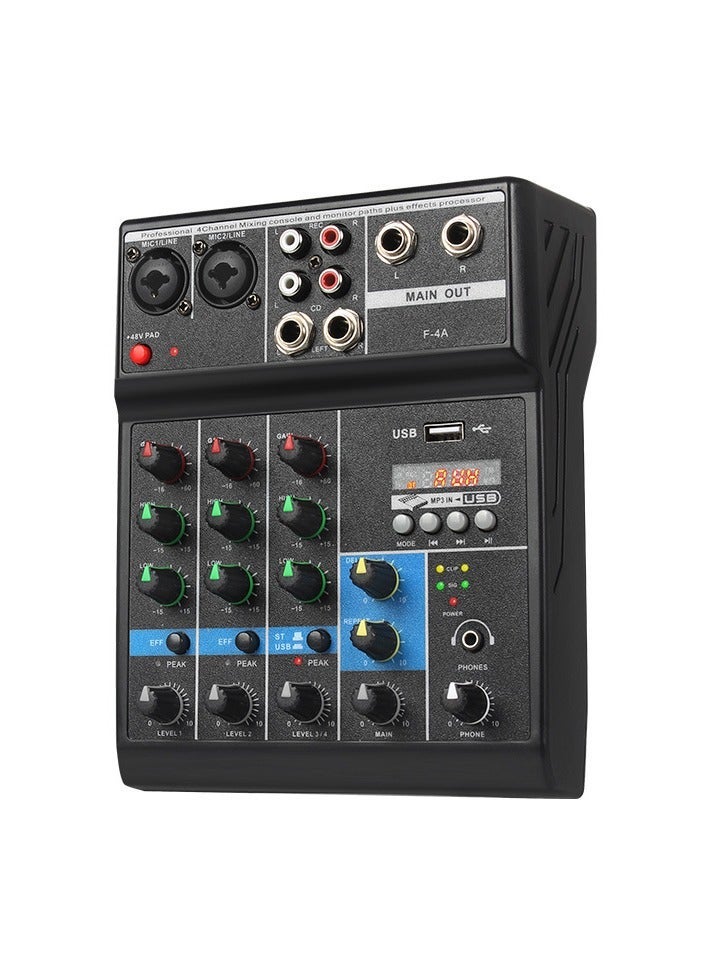 general Audio Live Mixer USB Interface Audio Mixer 4 Channel, Stereo DJ Sound Controller For Home Karaoke, USB Live Stage KTV, Soundcard For PC Recording - Image 1