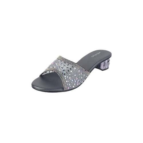 Metro Women Gun Metal Block Heel Fashion/Ethnic Slip-on Sandal UK/5 EU/38 (35-1632) - Image 1