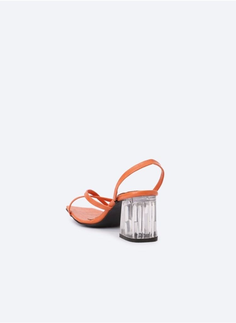 Zahwa Animal Print Crocodile-Textured Heeled Sandals With Transparent Heels, 7cm Middle Size  - Image 4