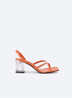 Animal Print Crocodile-Textured Heeled Sandals With Transparent Heels, 7cm Middle Size