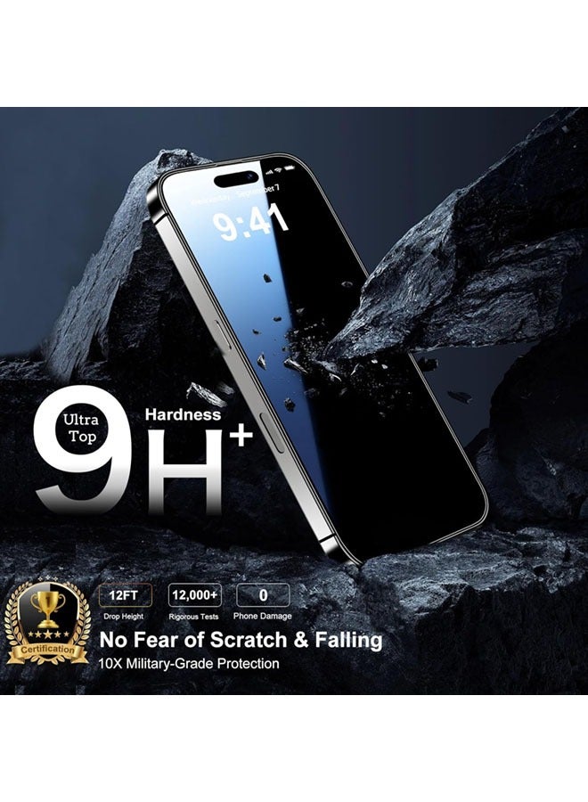 SJet 2 PACK iPhone 16 Plus Privacy Screen Protector + 2 PACK Camera Lens Protector,  Ultra Top 9H+ Tempered Glass, Full Coverage Screen - Image 5