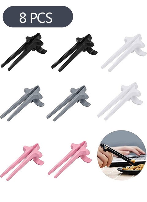 8 Piece Finger Chopsticks, Game Player Snack Chopstick Holder Lazy Auxiliary Chopsticks, Portable Snack Clamp Clips, No Dirty Hands Finger Tongs
