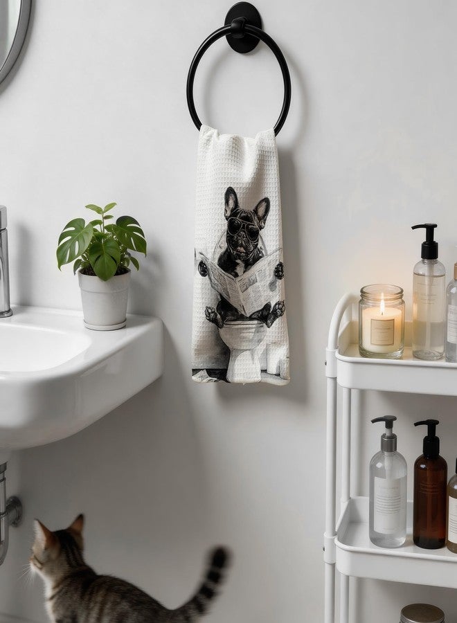 INDAJEDN French Bulldog Gifts Hand Towels for Bathroom Set of 2, French Bulldog Dog Bathroom Decor, Frenchie Wash Decor, Frenchie Gifts for Women, 16x24 Inch - Image 5