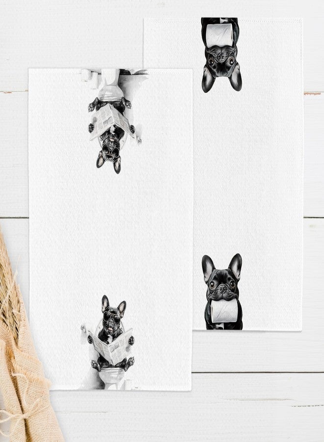 INDAJEDN French Bulldog Gifts Hand Towels for Bathroom Set of 2, French Bulldog Dog Bathroom Decor, Frenchie Wash Decor, Frenchie Gifts for Women, 16x24 Inch - Image 4