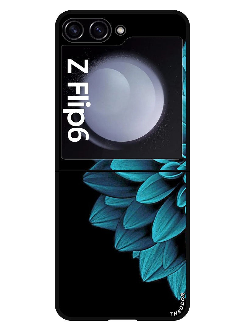 Theodor Protective Case Anti Scratch Shock Proof Bumper Cover For Samsung Galaxy Z Flip 6 Blue Flower - Image 1
