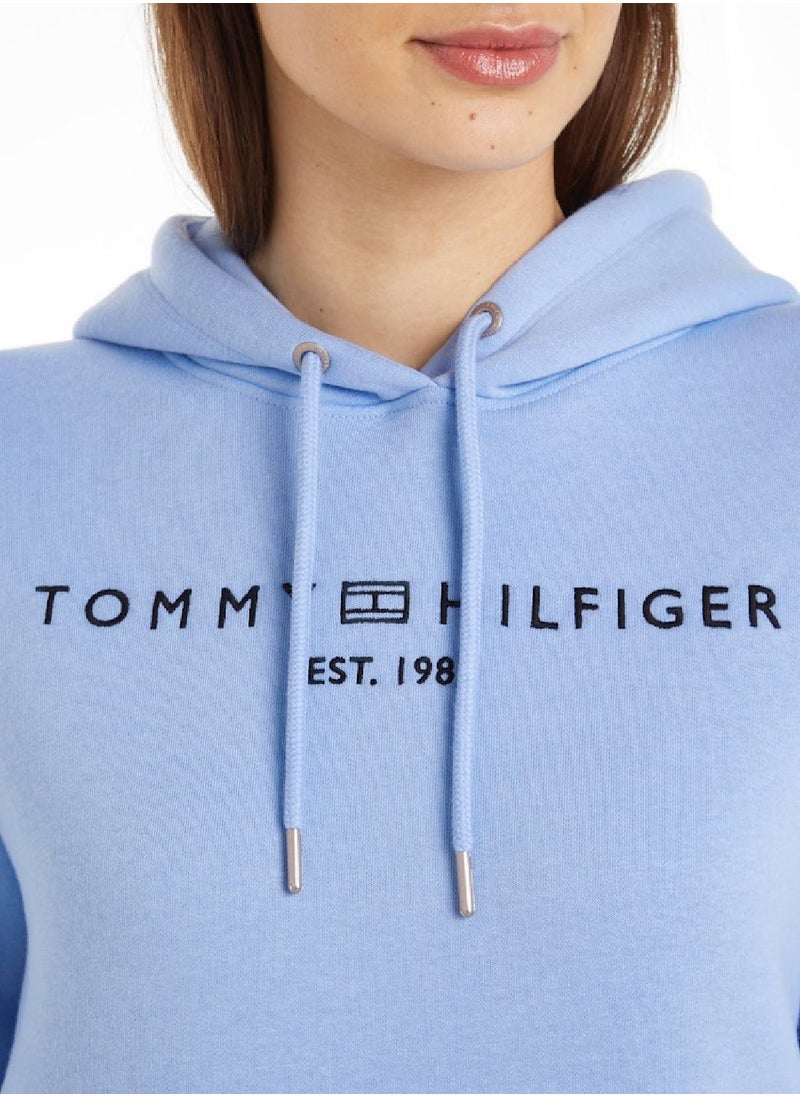 TOMMY HILFIGER Women's  Modern Regular Corporate Logo Pullover Hoodie , Blue - Cotton  - Image 4