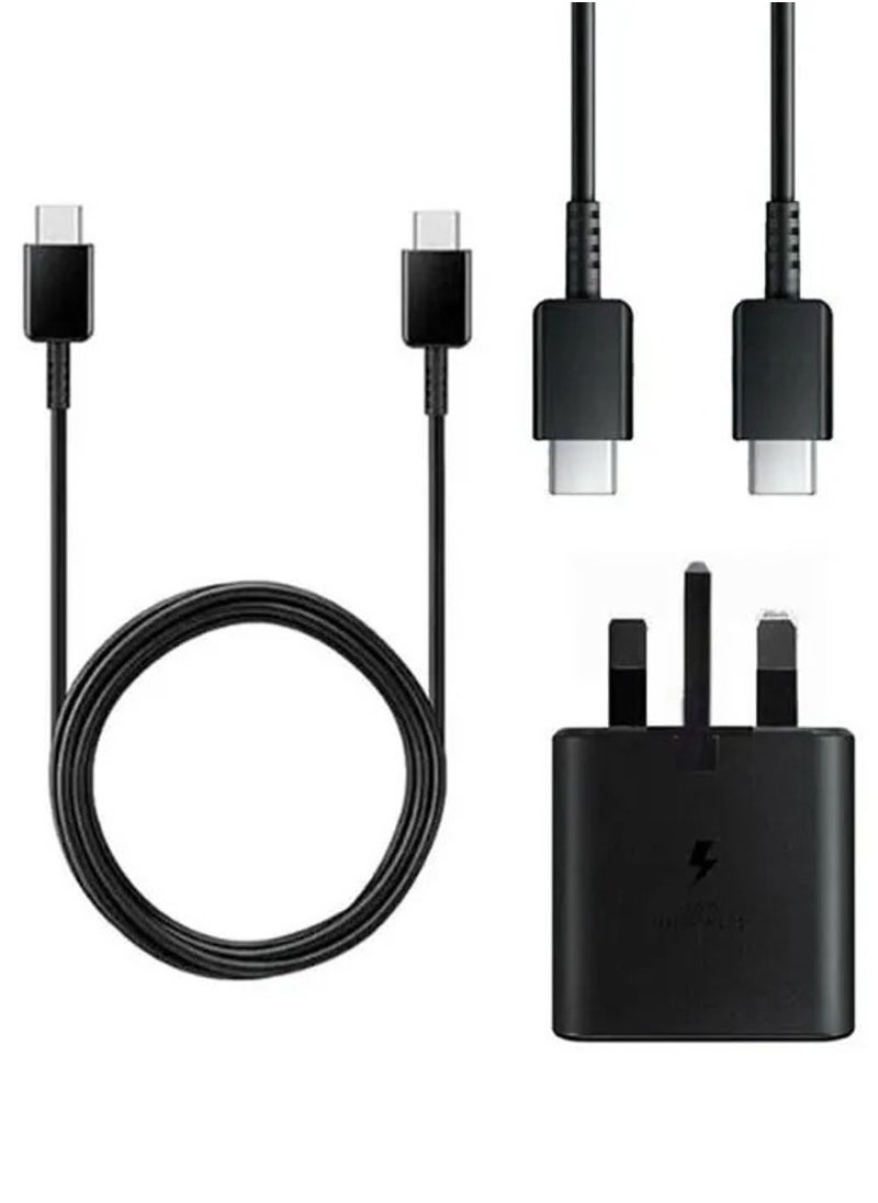 oem - compatible for 25W Samsung Charger Plug with 1.5M Cable for Samsung Galaxy S10/S10+/Note 10/Note 10+/S21Ultra S21/S21+/Note 20 Ultra S20 A33,A72,A71,A53,A52,A51,A50,M33, UK Wall USB C Power Adapter - Image 1