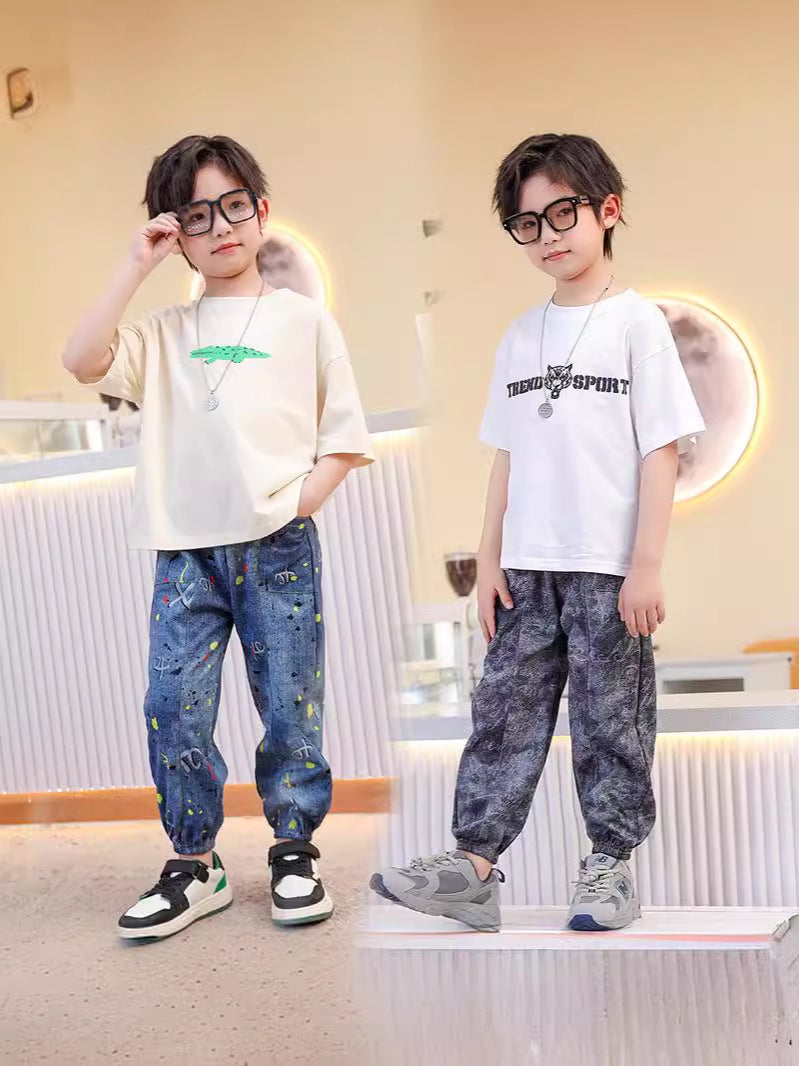 Children'S Pants Summer Imitation Cotton Jeans Boys And Girls Baby Pocket Ankle Pants For Outer Wear Anti-Mosquito Pants Tide Children'S Wear - Image 4