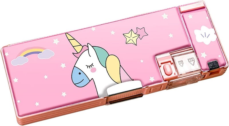 Parshya Magical Multifunctional Cute School Pencil Box for Girls, Unicorn Compass for Boys, Aesthetic Stationary Items for Kids, Magnetic Pencil Box, Best Gifts (Unicorn Compass Box New 3) - Image 2