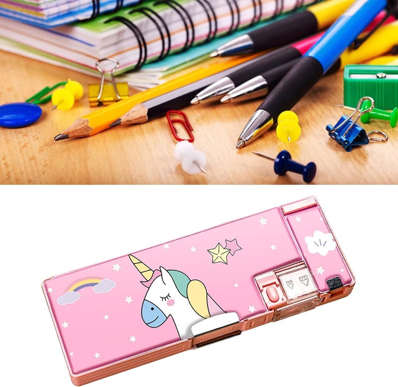 Parshya Magical Multifunctional Cute School Pencil Box for Girls, Unicorn Compass for Boys, Aesthetic Stationary Items for Kids, Magnetic Pencil Box, Best Gifts (Unicorn Compass Box New 3) - Image 3