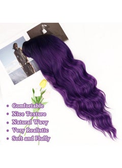 NAYOO Ayoo Long Purple Wigs With Bangs For Women Curly Wavy Hair Wigs Heat Resistant Synthetic Fiber Wigs For Daily Party Use 26 Inches (Ombre Purple)  - Image 4