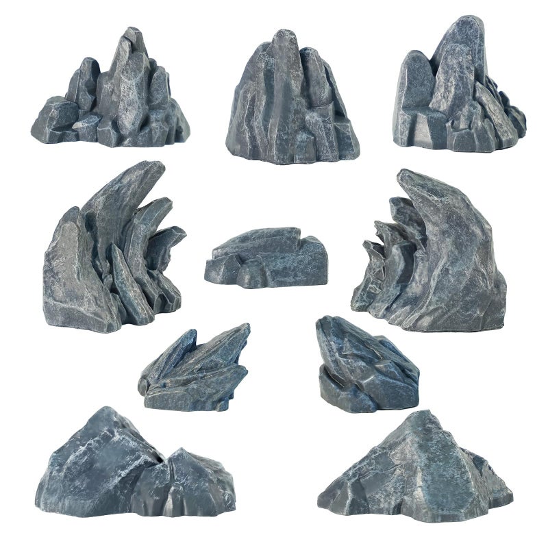 Warmtree 10 Pcs Simulation Rockery Diorama Rocks Stone for Diorama Supplies Miniature Terrain Fairy Garden Zen Garden Accessories Terrarium Decor Tank Aquarium Decoration (Grey) - Image 1