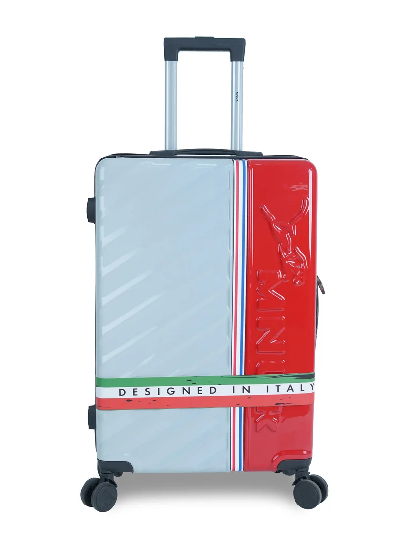 MNUK SWAGGER 24inch Luggage| Polycarbonate and ABS Hardside Trolley| Double 360Â° 4 Wheeler| White Red