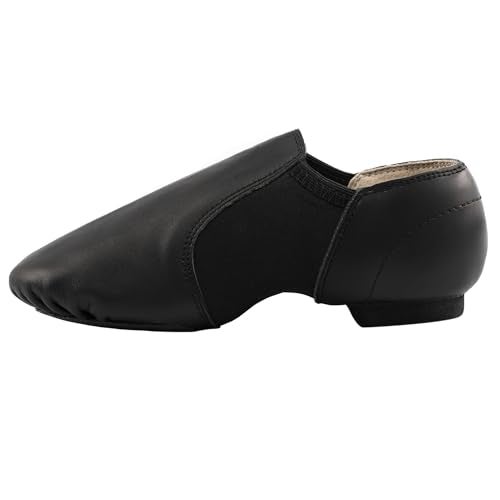 Linodes Leather Jazz Shoe Slip On for Girls and Boys (Toddler/Little Kid/Big Kid) Black 11.5M Little Kid - Image 2