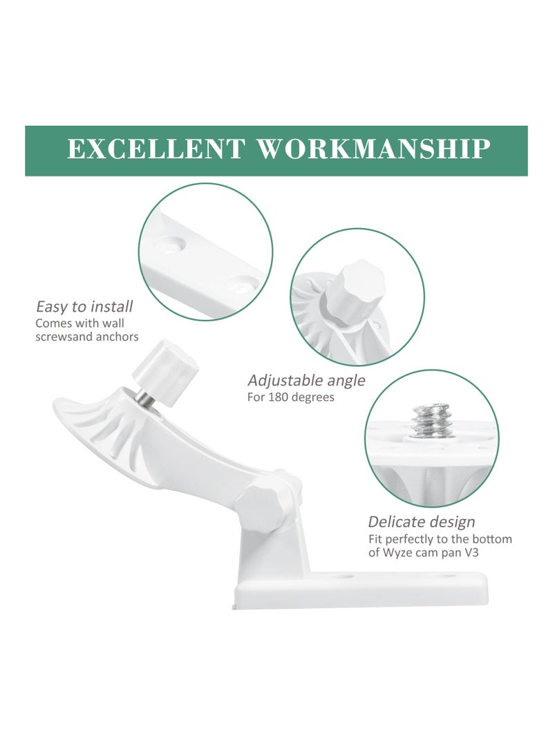 KASTWAVE 2 Pack Wall Mount, Specially Designed for Wyze Cam Pan V3, 180° Tilt Adjustable - Easy Installation (Camera NOT Included) - Image 4