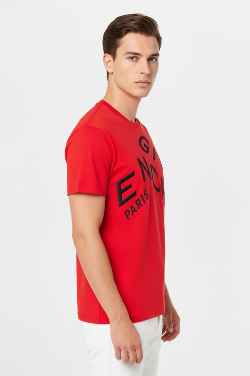 GIVENCHY Men Oversized Crew Neck Short Sleeves Embroidered T-Shirt, Red - Image 2