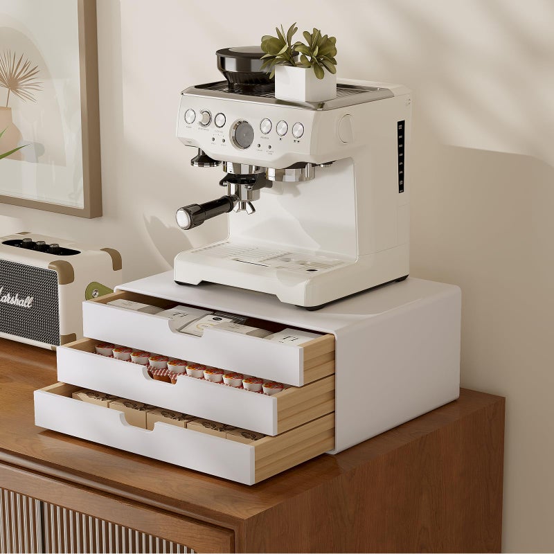 LitaEther Desk Organizer with 3 Drawers, ALEX Drawer Unit, Chic White Wood Cosmetic Makeup Organizer for Office Vanity Tabletop Storage 13.8"X 6"X10.2" - Image 5