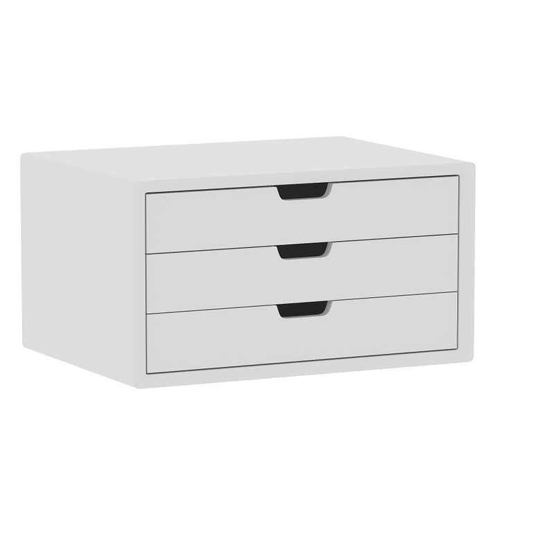 LitaEther Desk Organizer with 3 Drawers, ALEX Drawer Unit, Chic White Wood Cosmetic Makeup Organizer for Office Vanity Tabletop Storage 13.8"X 6"X10.2" - Image 1