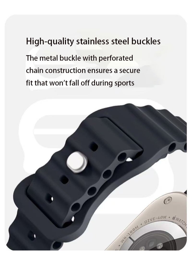 Youque - For Apple Watch Ultra 2 ,Band 38mm 40mm 41mm men and women, the wavy silicone sports wristband is compatible with iWatch Ultra 2/1 Series 10/9/8/7/6/5/4/3/2/1 SE Starlight - Image 1