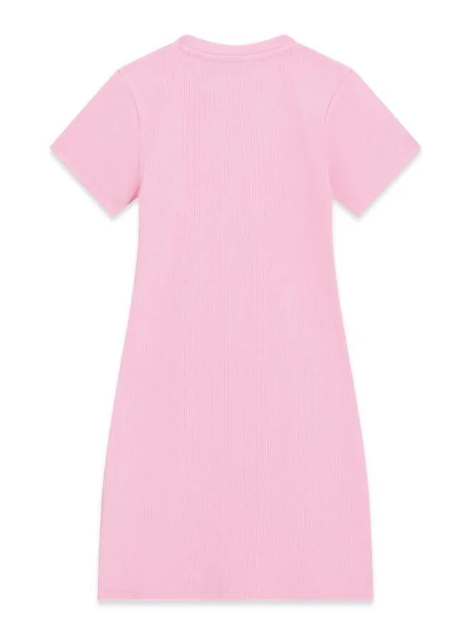 Guess Pinky Flower Kids Rib Short Sleevedress for Women | Best Price UAE