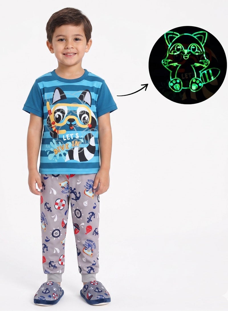 babyqlo Snorkel Raccoon Ocean Dive Fun Pajama Set - Image 1