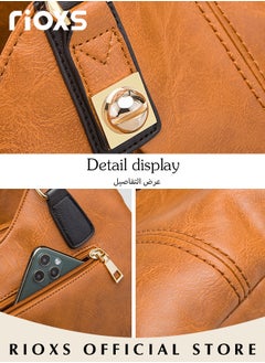 RIOXS 4 pcs Women Fashion Bags Large Capacity Satchel Purses and Handbags for Women Vintage Printing Shoulder Tote Bags and Wallets  - Image 5