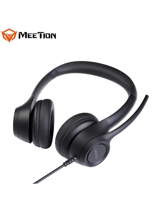 MEETION Ultra lightweight Wired Telephone Headset H390 High Sensitivity Flexible Microphone Large 40mm Speaker Ultra Lightweight Ergonomic Design 3.5mm Wired Connection - Image 4