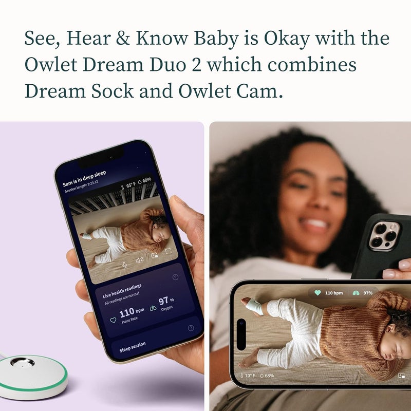 Owlet Dream Duo Smart Baby Monitor FDACleared Dream Sock Plus Owlet Cam 2 Tracks  Notifies for Pulse Rate  Oxygen While Viewing Baby in 1080p HD WiFi Video - Image 5