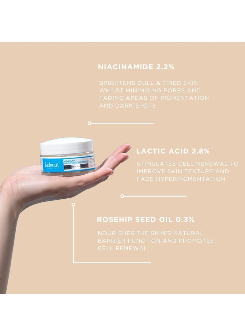 FADE OUT Advanced Even Skin Tone Night Cream Brightening Cream With Niacinamide Hyaluronic Acid  Lactic Acid and Rosehip Seed Oil 50ml  - Image 4