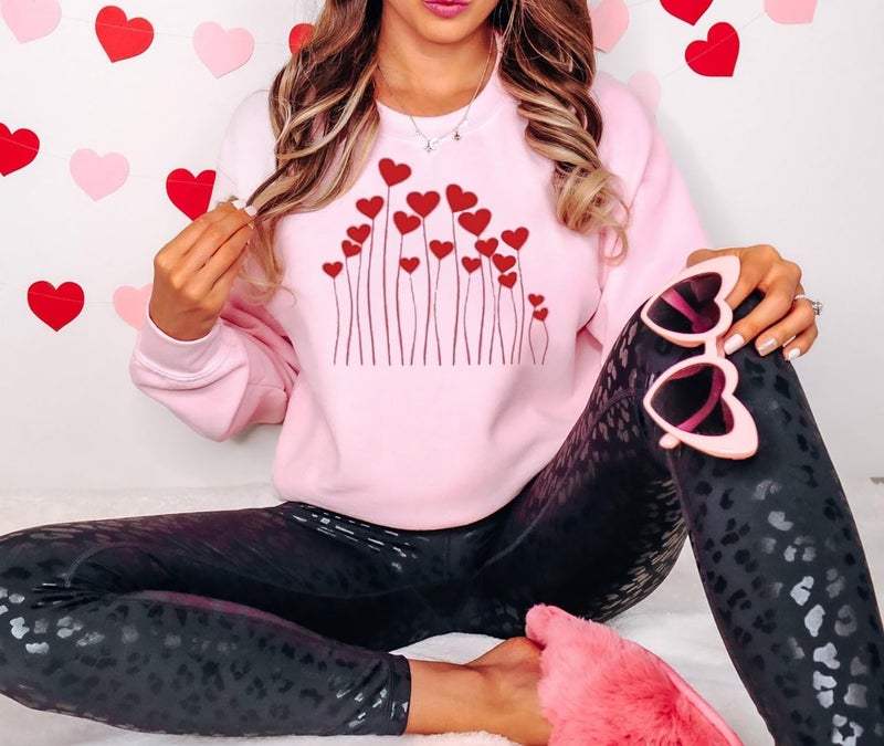 Huovud Valentines Sweatshirt Women Funny Love Heart Graphic Valentines Shirt Casual Valentines Long Sleeve Pullover Top (Pink-3, XL) - Image 3
