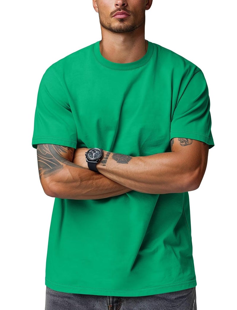 Zengjo Mens Tshirt Crewneck Relaxed Fit(Kelly Green,L) - Image 2