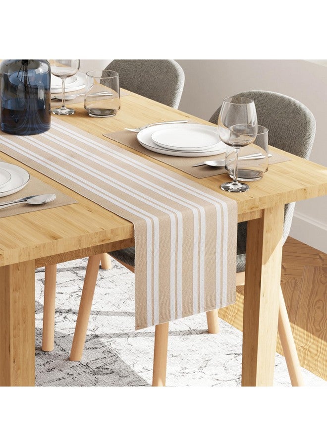 Encasa XO Table Runner And Placemats Set 4 | Fine Ribbed Cotton | Franca Beige | 1 Table Runner Size 32X150 Cm & Each Table Mat Size 48X32 Cm, Medium - Image 5