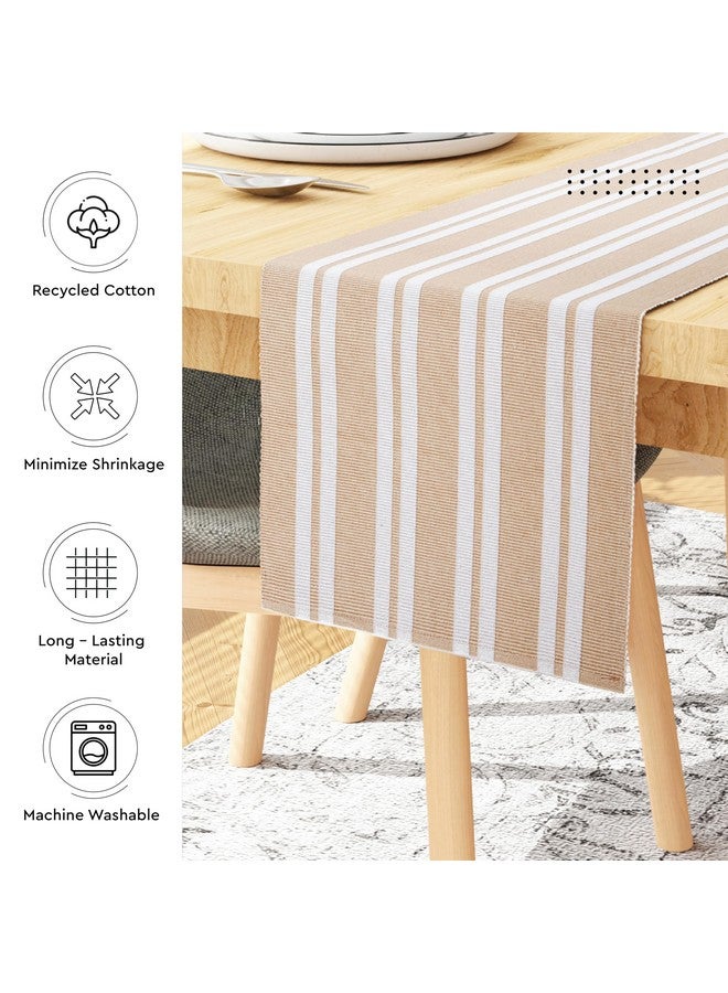 Encasa XO Table Runner And Placemats Set 4 | Fine Ribbed Cotton | Franca Beige | 1 Table Runner Size 32X150 Cm & Each Table Mat Size 48X32 Cm, Medium - Image 3