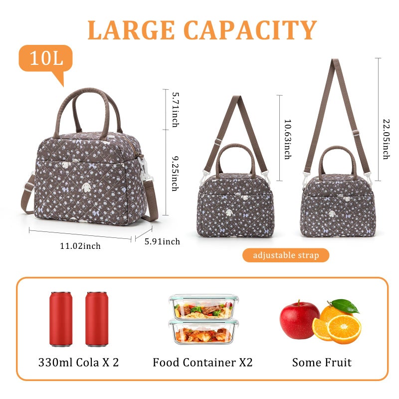 MEXS Lunch Bag for Women Reusable Lunch Box Quilted Puffer Large Capacity Insulated Cooler Tote Bags Work Travel Picnic - Image 2