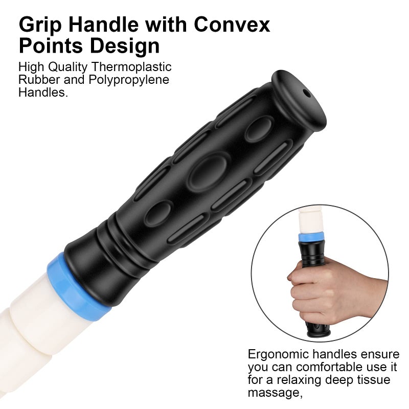 iGreely Portable Massage Roller Stick The Ultimate Muscle Roller 17 Inches Recommended by Physical Therapists Promotes Recovery Fast Relief for Cramps Soreness Tight Muscles-White - Image 3