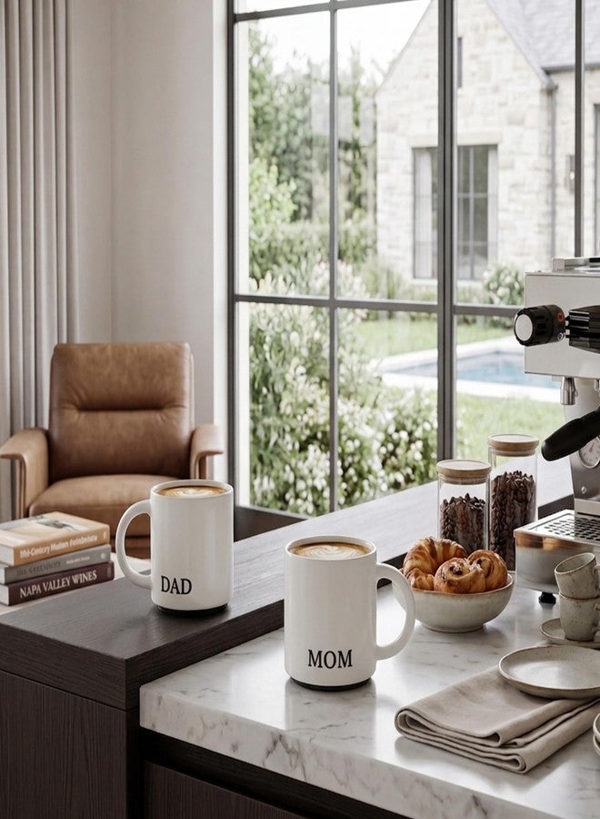 COLLECTIVE HOME مجموعة أكواب كوليكتيف هوم - طقم أكواب للأم والأب، عبوة من قطعتين، هدية للوالدين في ذكرى زواجهم أو عيد الميلاد، زوج من أكواب القهوة الخزفية (أب/أم) - Image 4